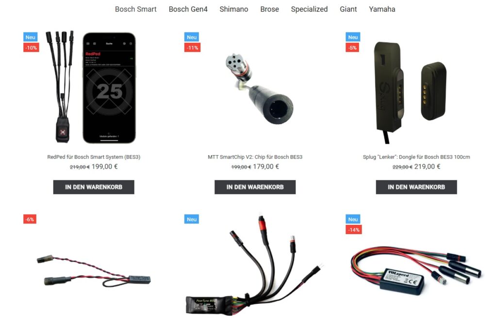der ebiketuningshop.com bietet alle Möglichkeiten des eBike Tunings