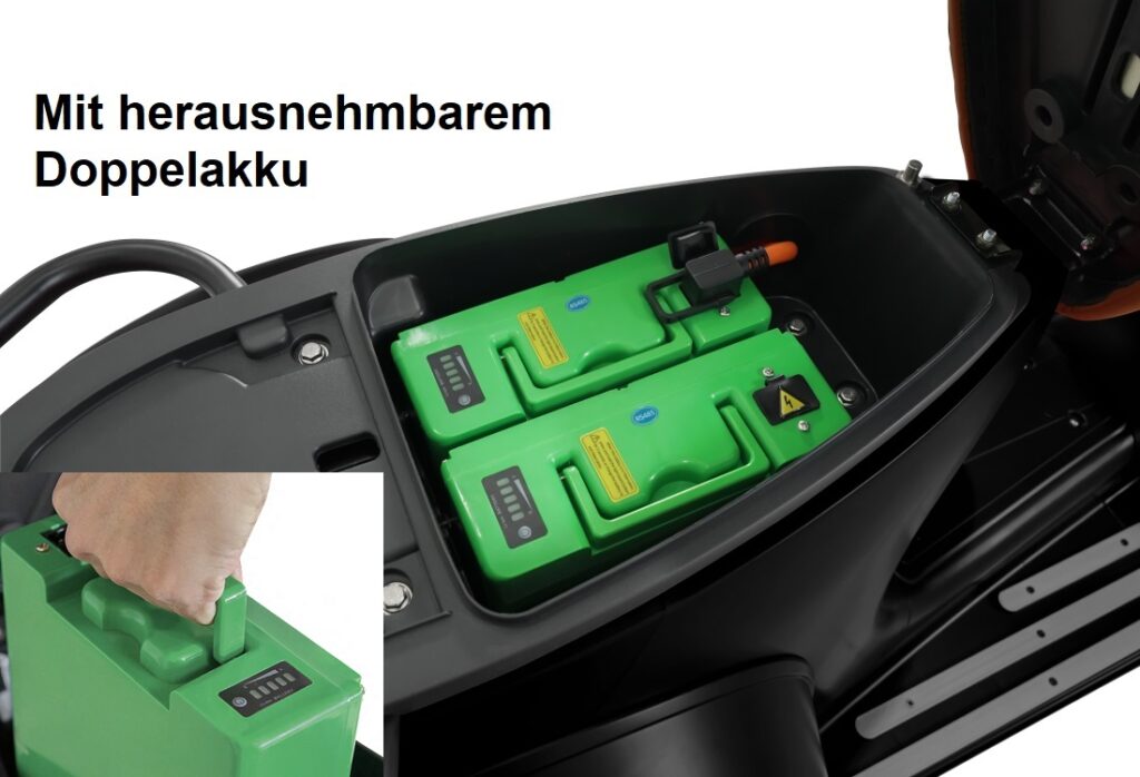evyvo elektroroller mit herausnehmbarem doppelakku