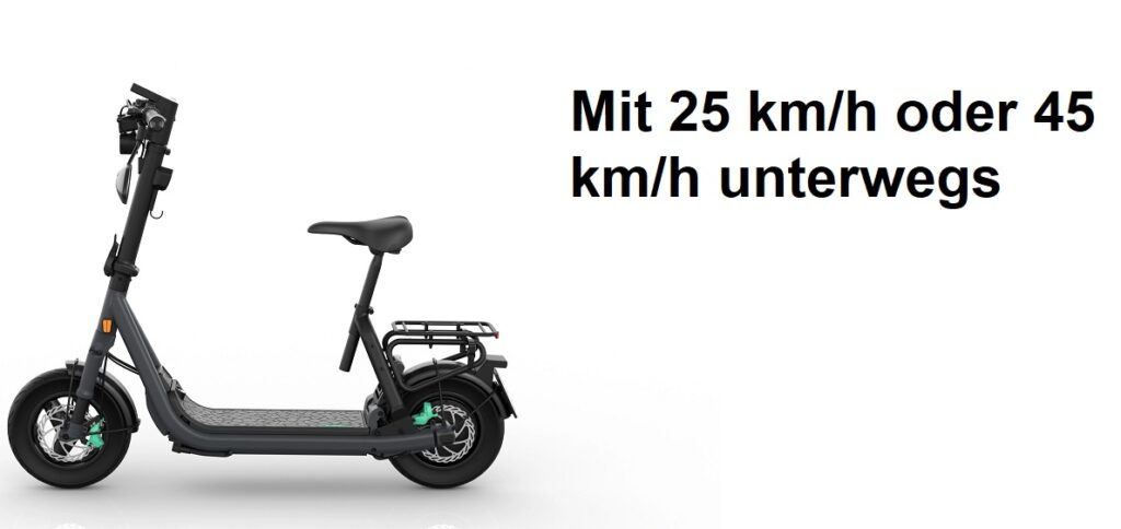 e scooter 25 kmh oder 45h fahren