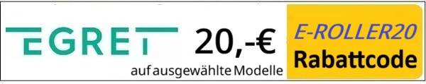 20 euro rabattcode für alle egret modelle: 'E-ROLLER20'
